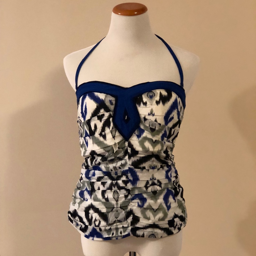 Bebe Blue and white corset top